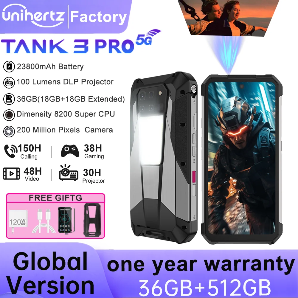 Unihertz tank 3 pro 8849 проектор смартфон android 14 5g телефон