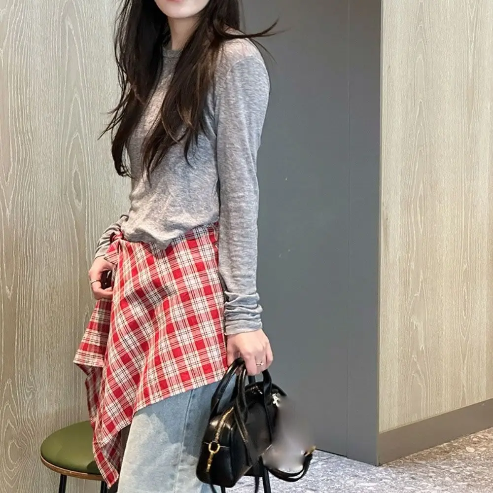 Короткая сетчатая мини-юбка в корейском стиле с высокой талией