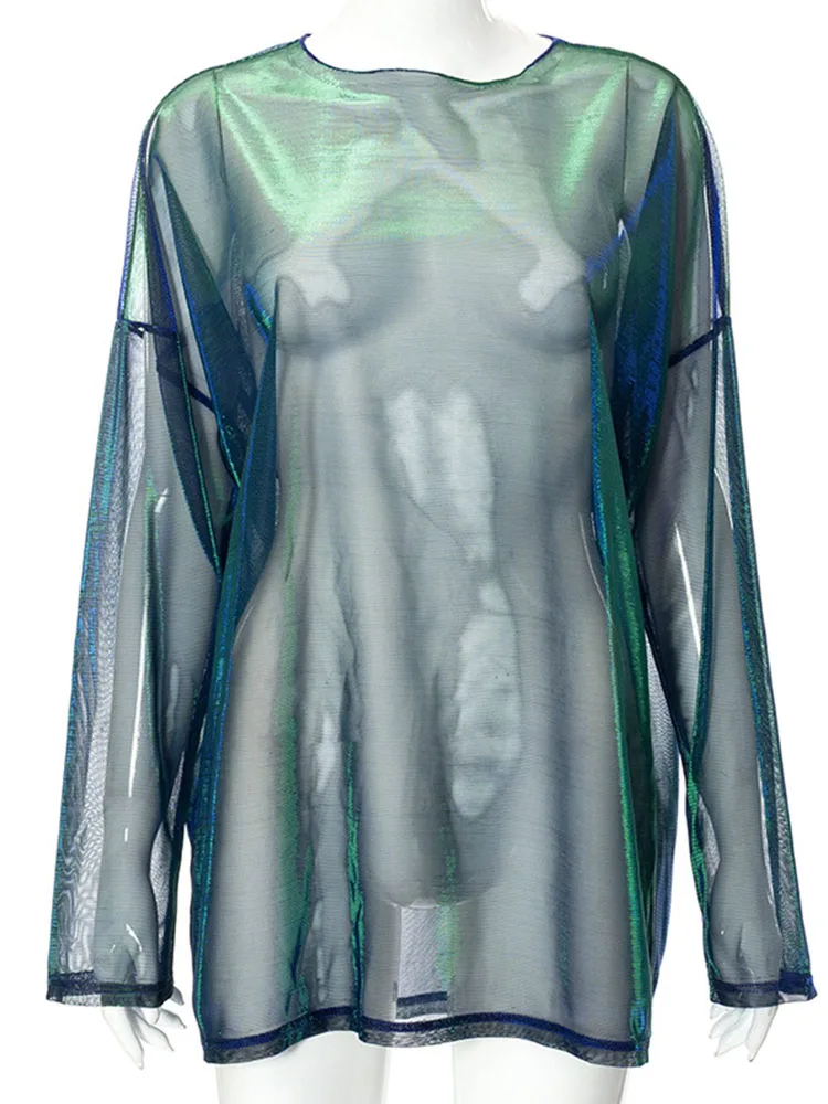 Однотонная прозрачная футболка - Фотография_4