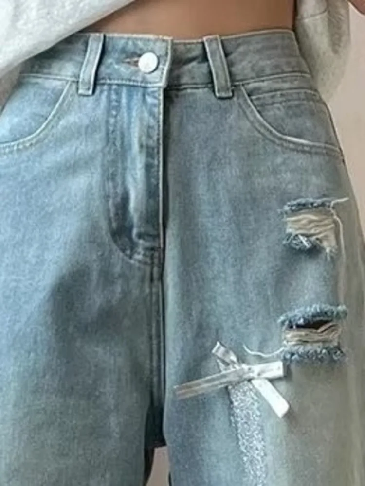 Женские прямые джинсы в стиле ретро - Фотография_4