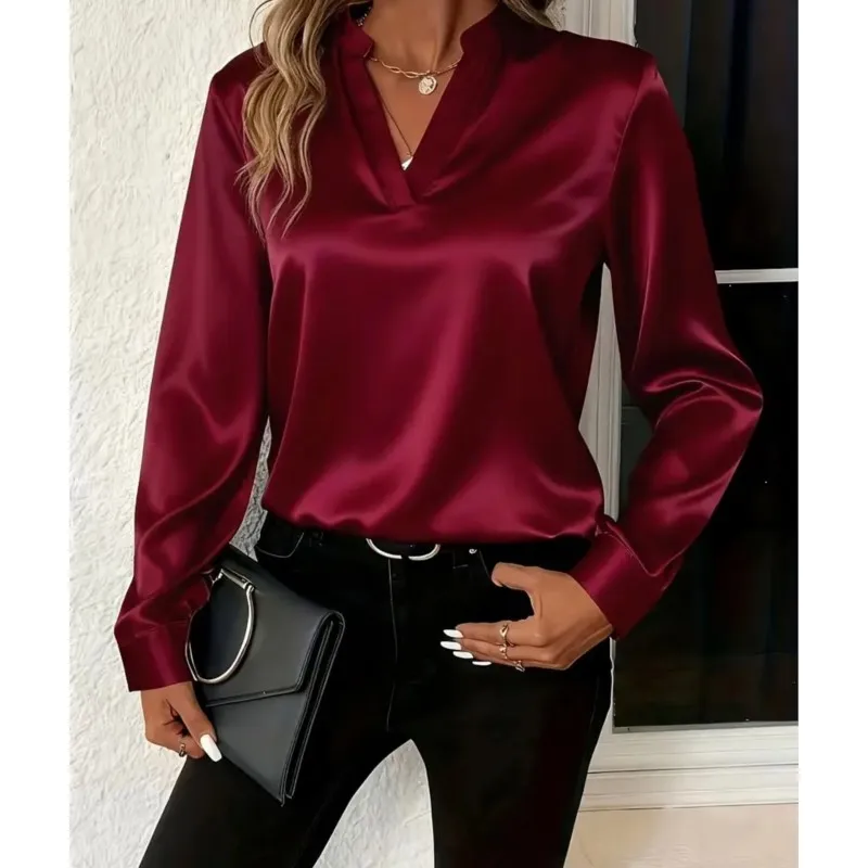 Темпераментная простая женская рубашка для поездок на работу - Фотография_4