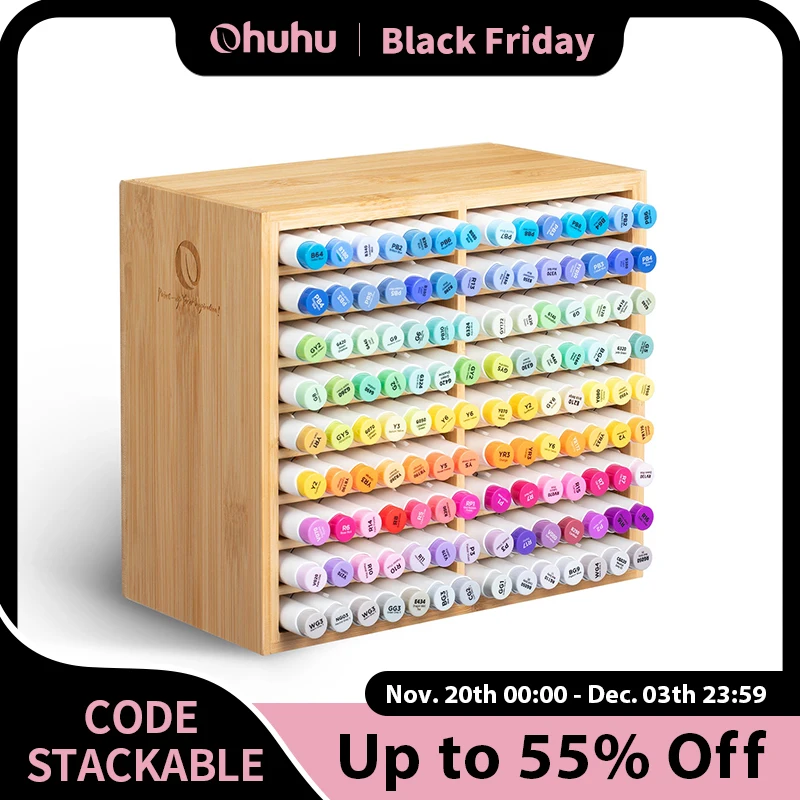 Бамбуковый органайзер для маркеров ohuhu