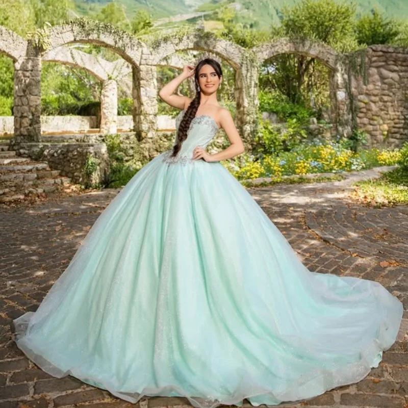 Мятно-зеленые платья quinceanera - Фотография_2