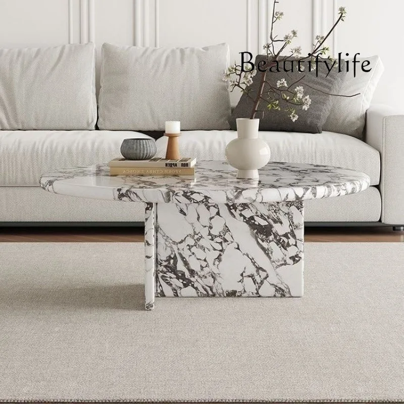 Журнальный столик y из натурального мрамора во французском кремовом стиле - Фотография_4