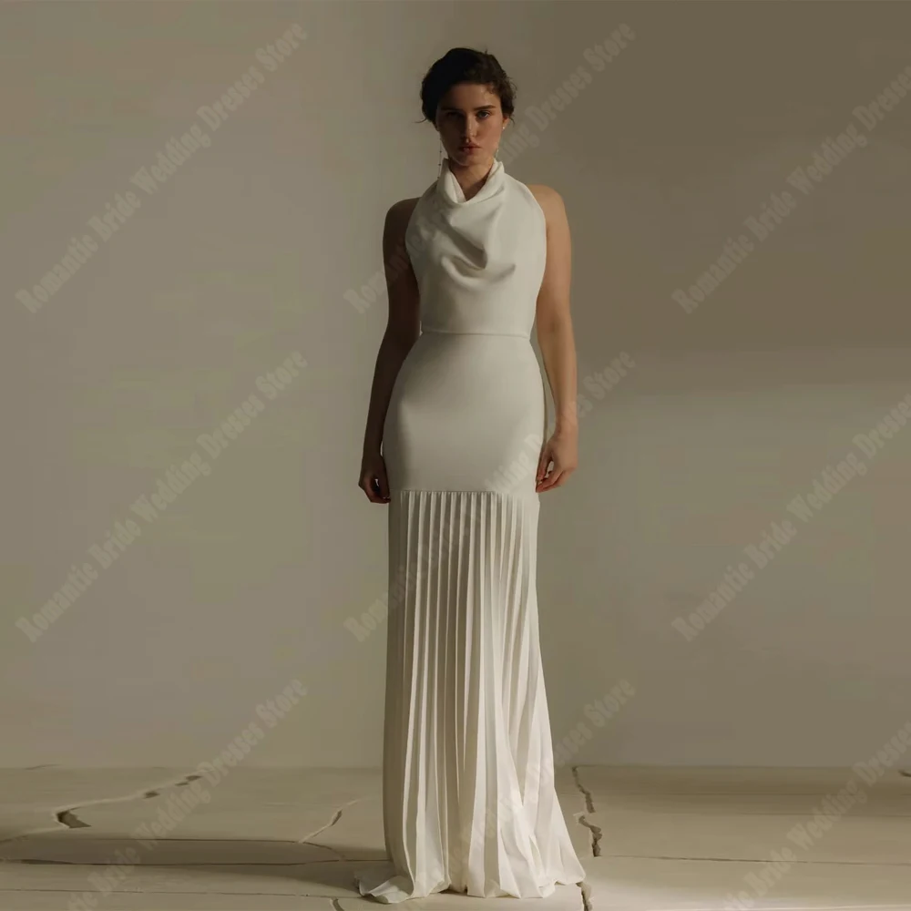 Женские свадебные платья с лямкой на шее и русалкой