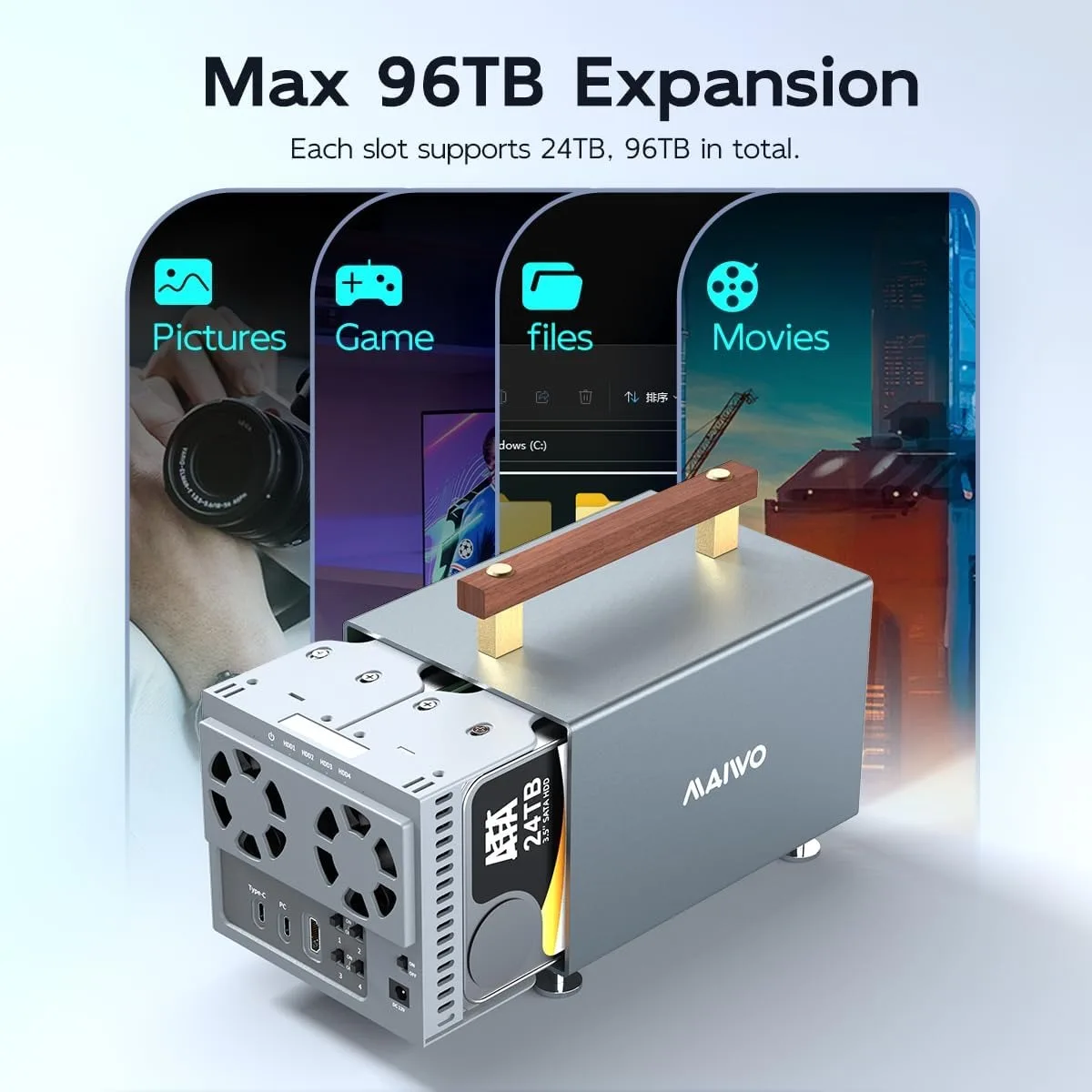 Док-станция maiwo с 4 отсеками для жесткого диска sata to type-c - Фотография_4