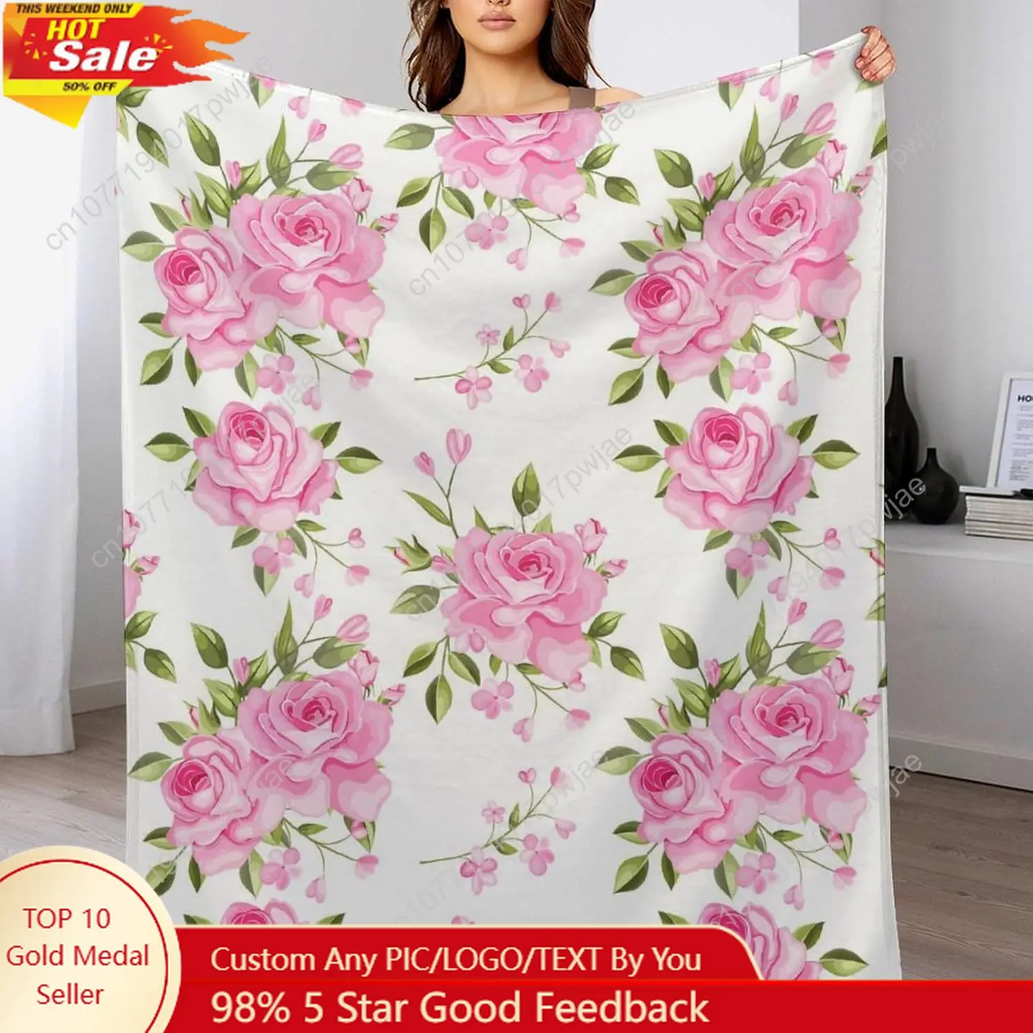 Одеяло с розовым цветком