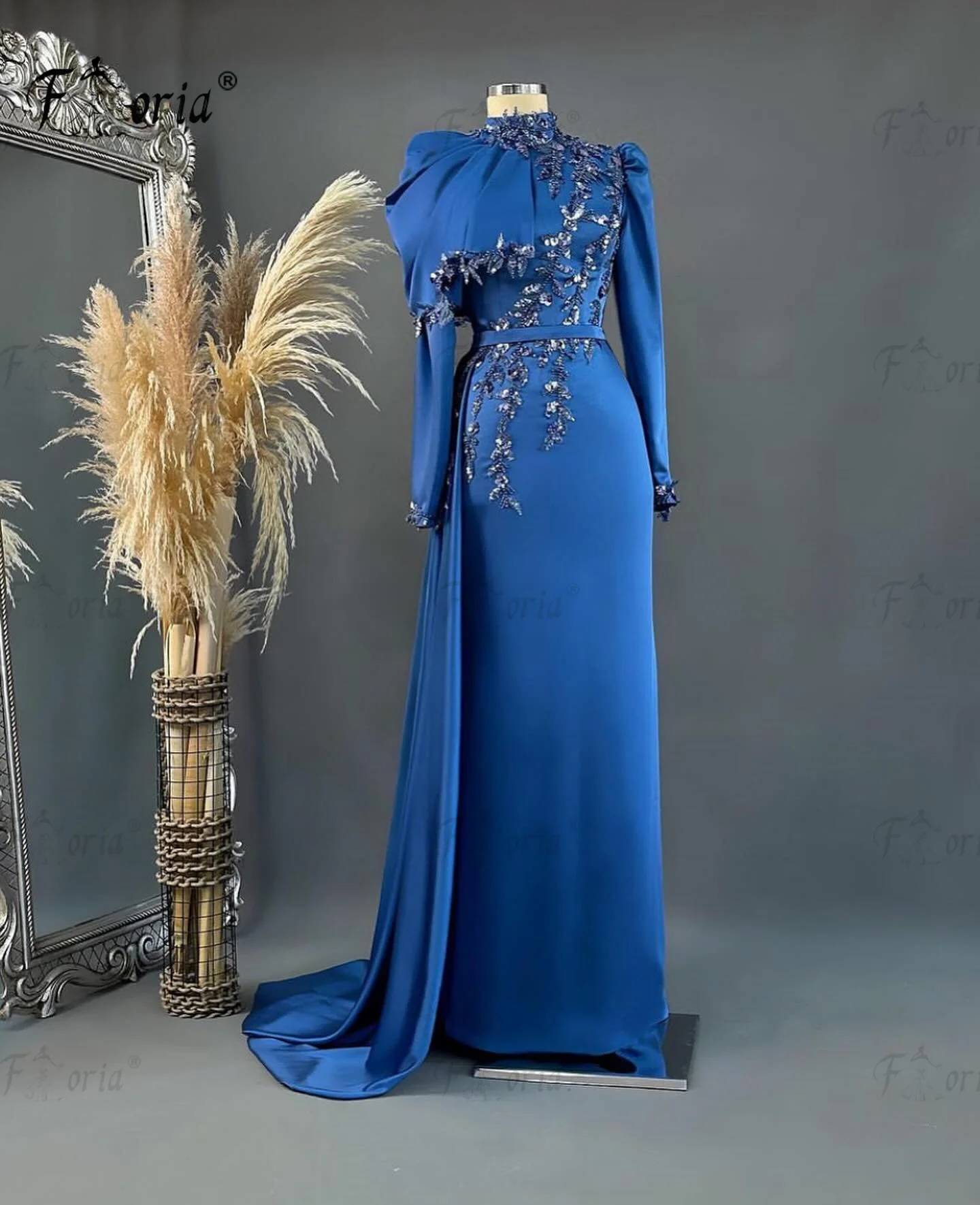 Женское вечернее платье aso ebi с длинными рукавами и бусинами