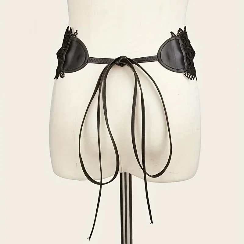 Кружевной пояс с галстуком-бабочкой вокруг мягкой искусственной кожи - Фотография_4