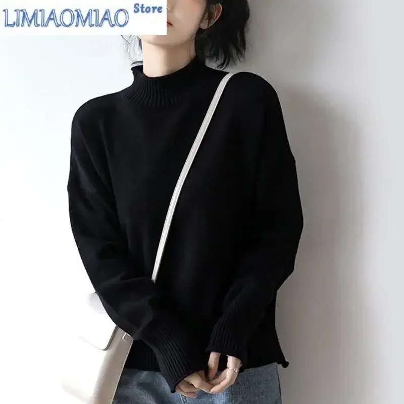 Осенне-зимняя модная черная вязаная нижняя рубашка - Фотография_2