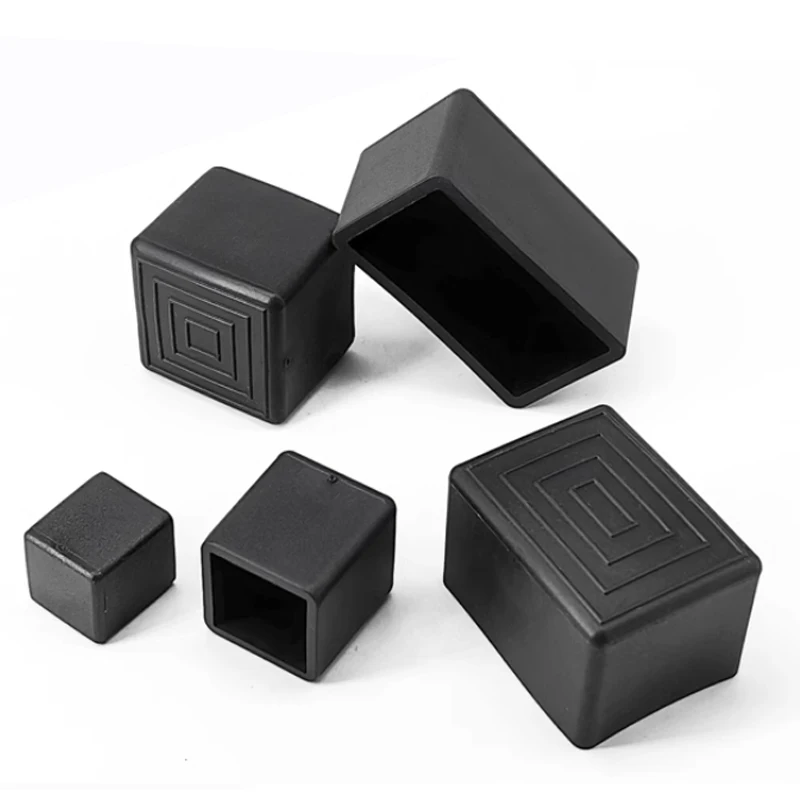 Черные квадратные силиконовые колпачки для ножек стула - Фотография_4