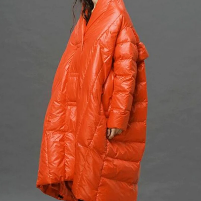 Женская длинная накидка-пуховик - Фотография_3