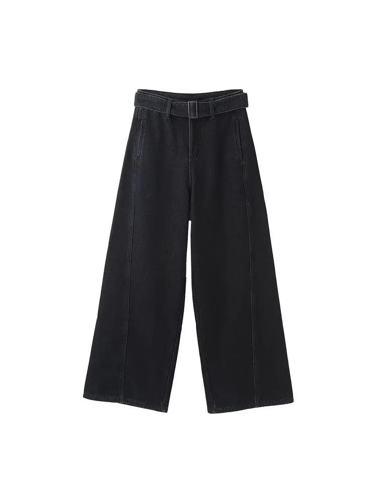 Темно-синие джинсы с поясом - Фотография_4