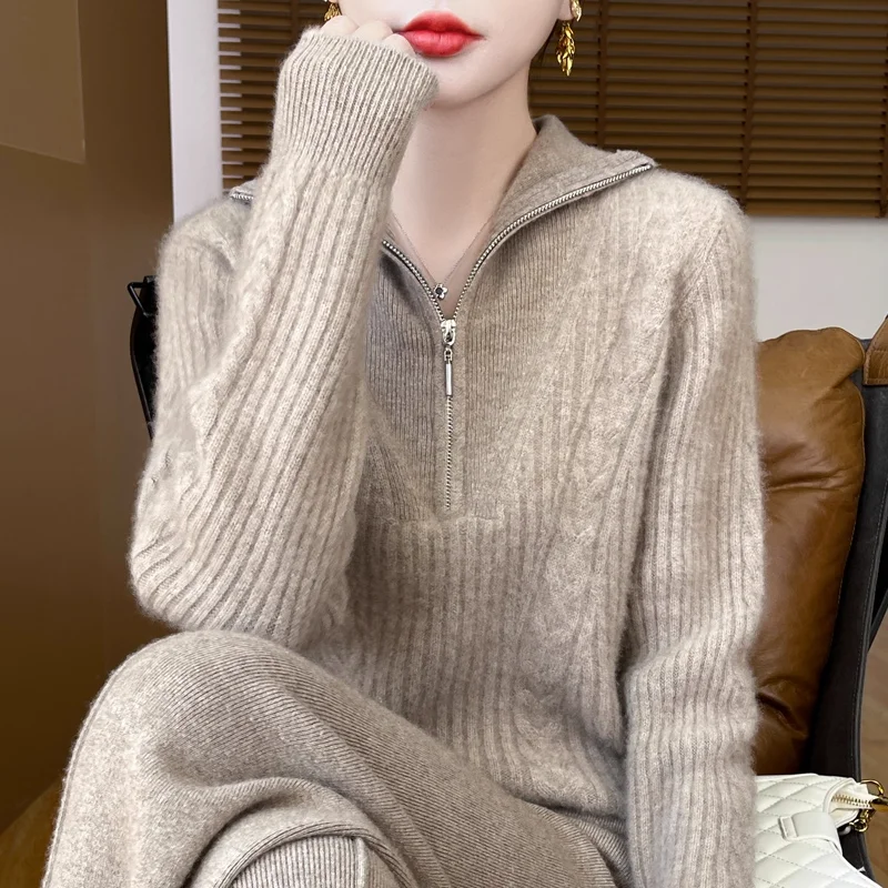 Трикотажный свитер из чистой шерсти для женщин - Фотография_3