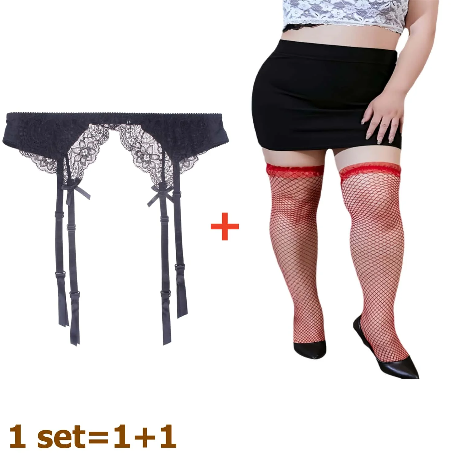 1 комплект, женские чулки с кружевными подтяжками - Фотография_3