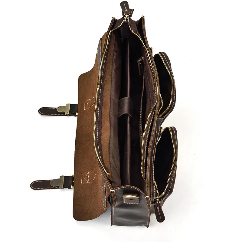 Модный кожаный мужской портфель большой емкости в стиле ретро - Фотография_5