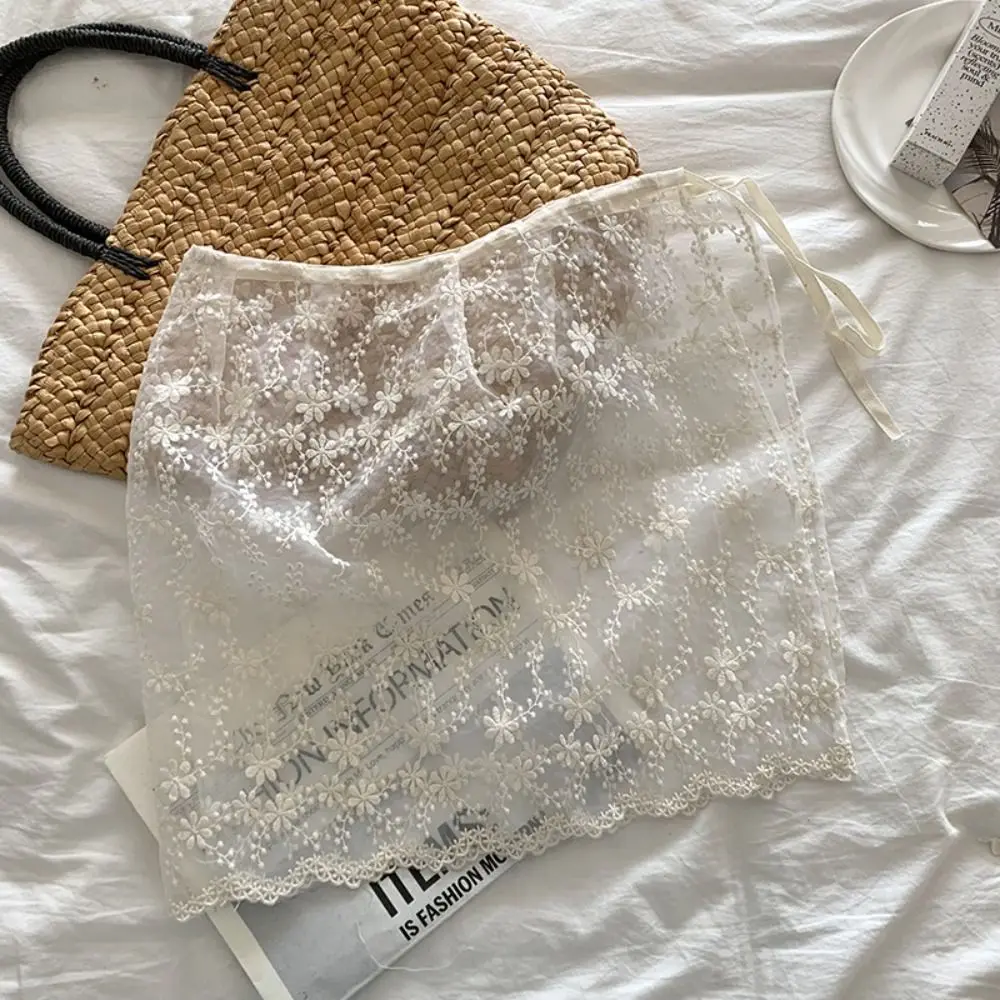 Модная милая кружевная полуюбка с цветочной вышивкой - Фотография_3