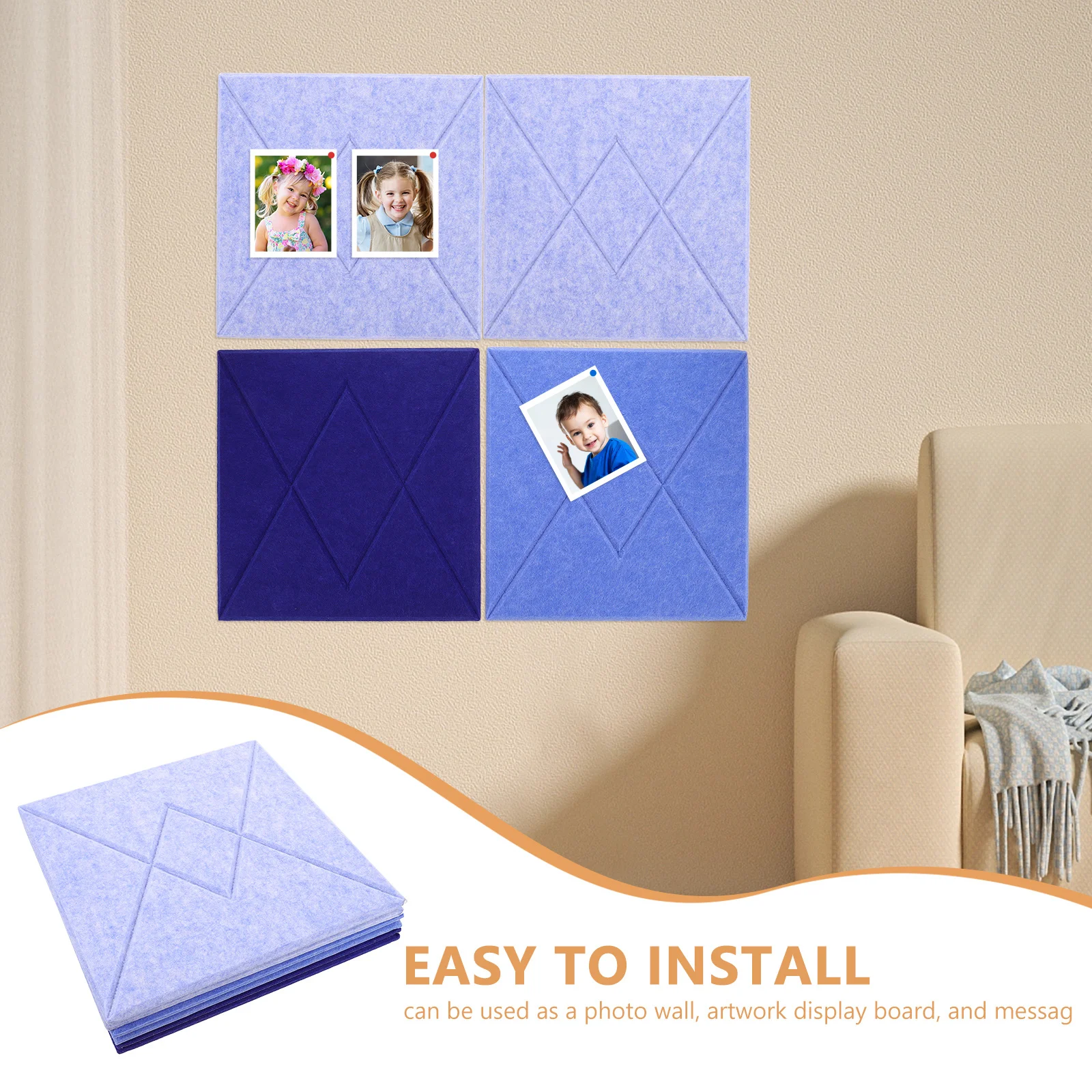 Фетровая настенная плитка v-образной формы в полоску - Фотография_3