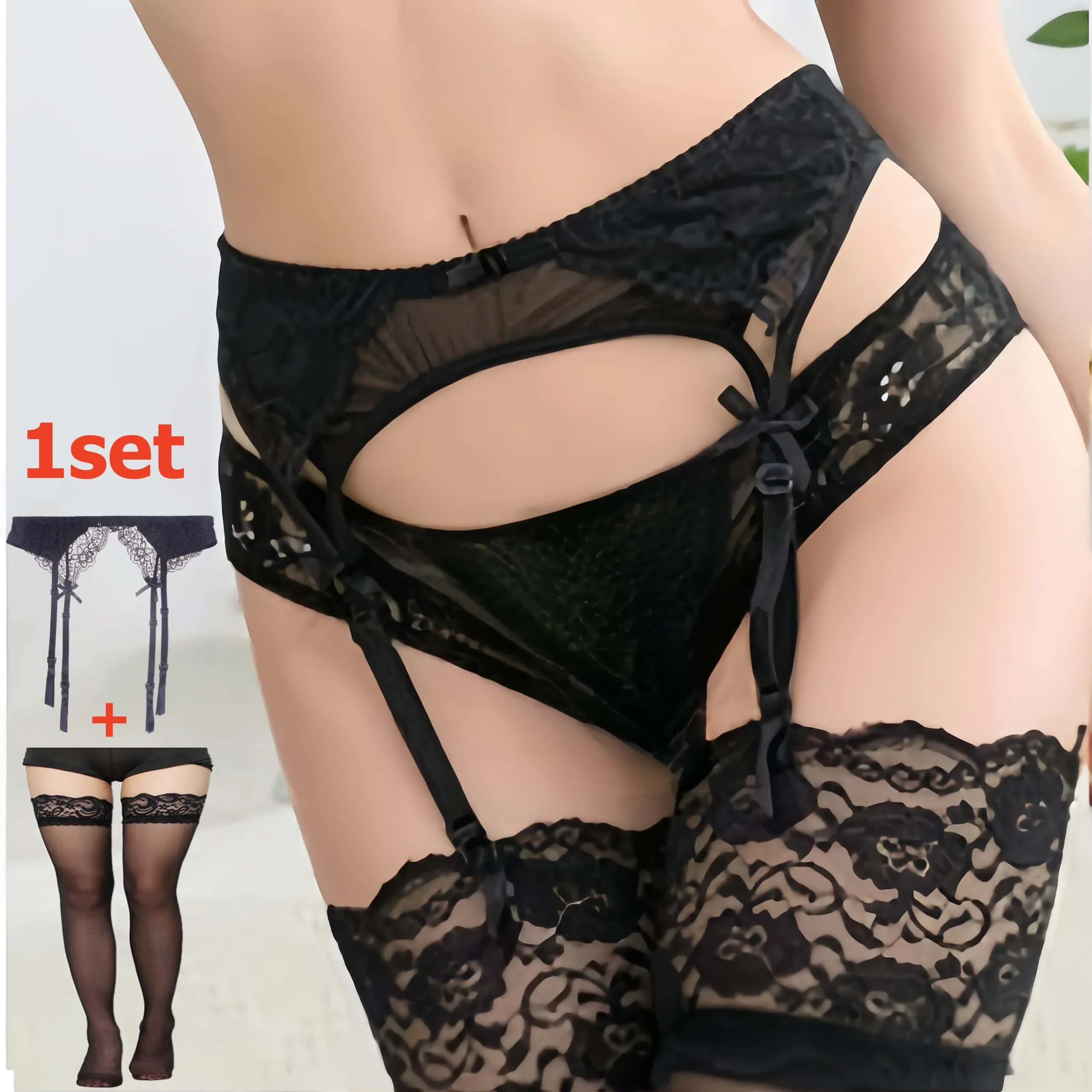 1 комплект, женские чулки с кружевными подтяжками