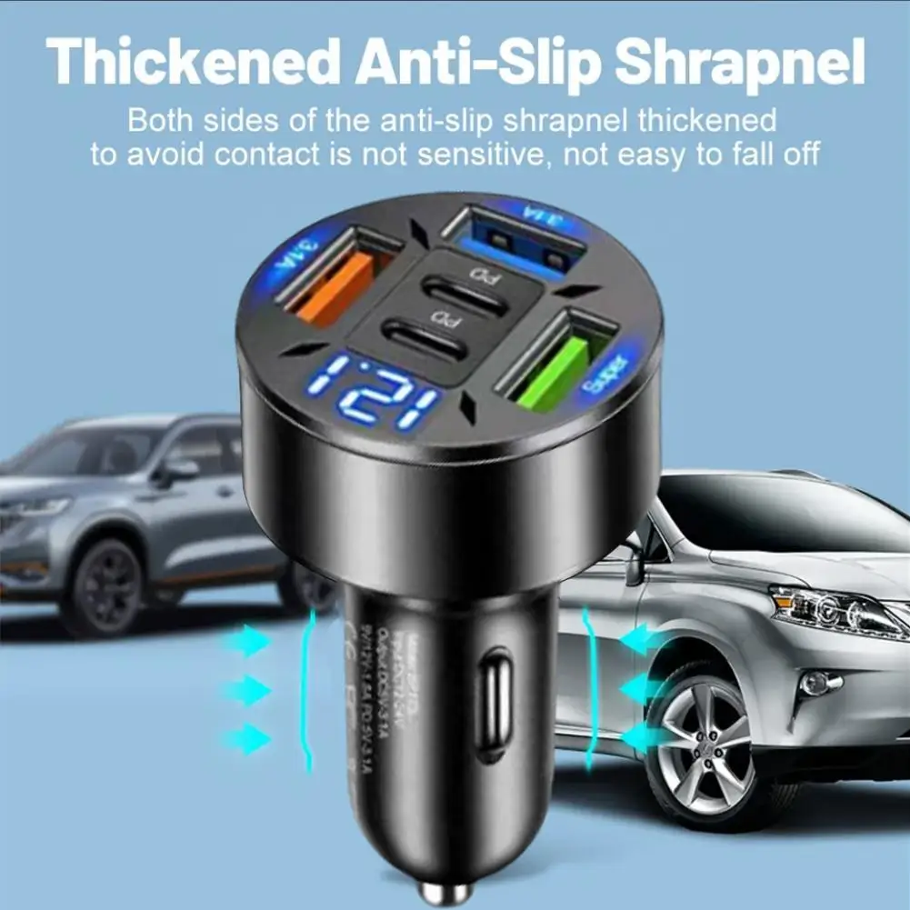 Новое цифровое автомобильное зарядное устройство 2pd + 3 usb - Фотография_3