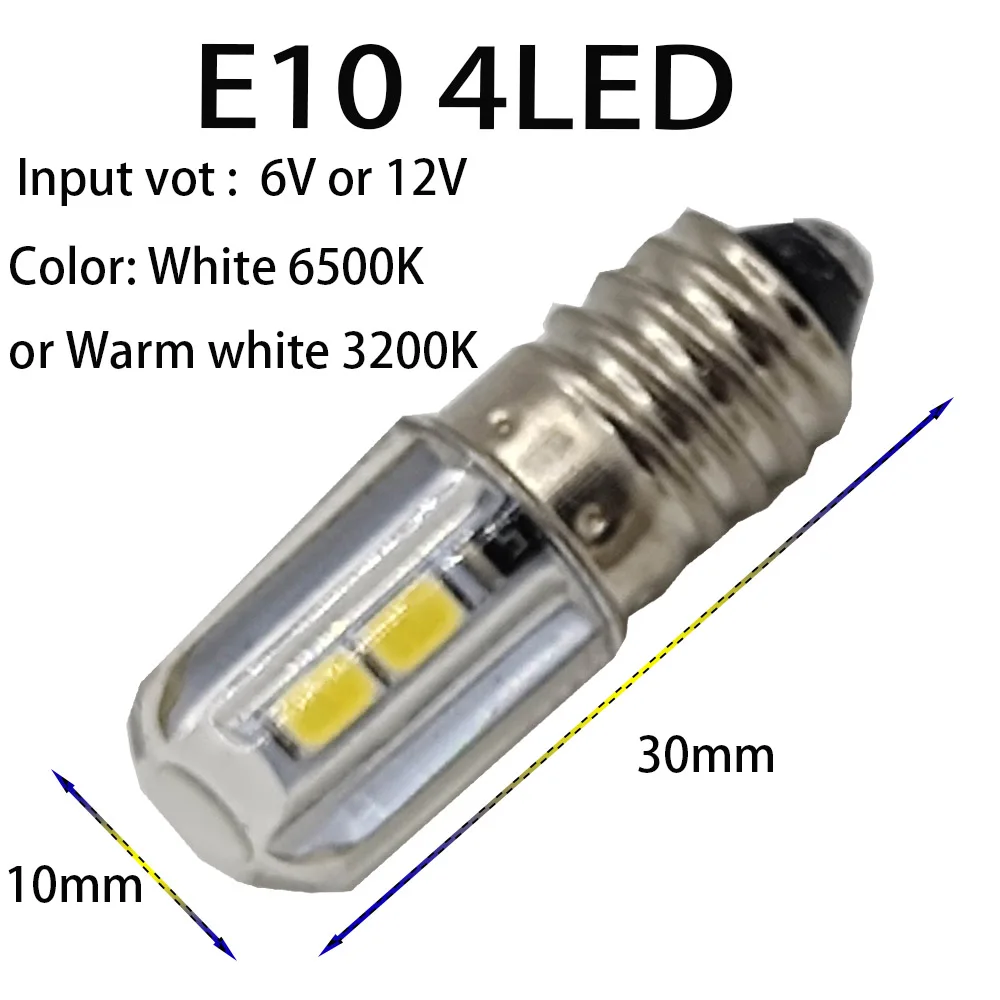 E10 4smd dc 3v 6v 12v e10 светодиодная - Фотография_6