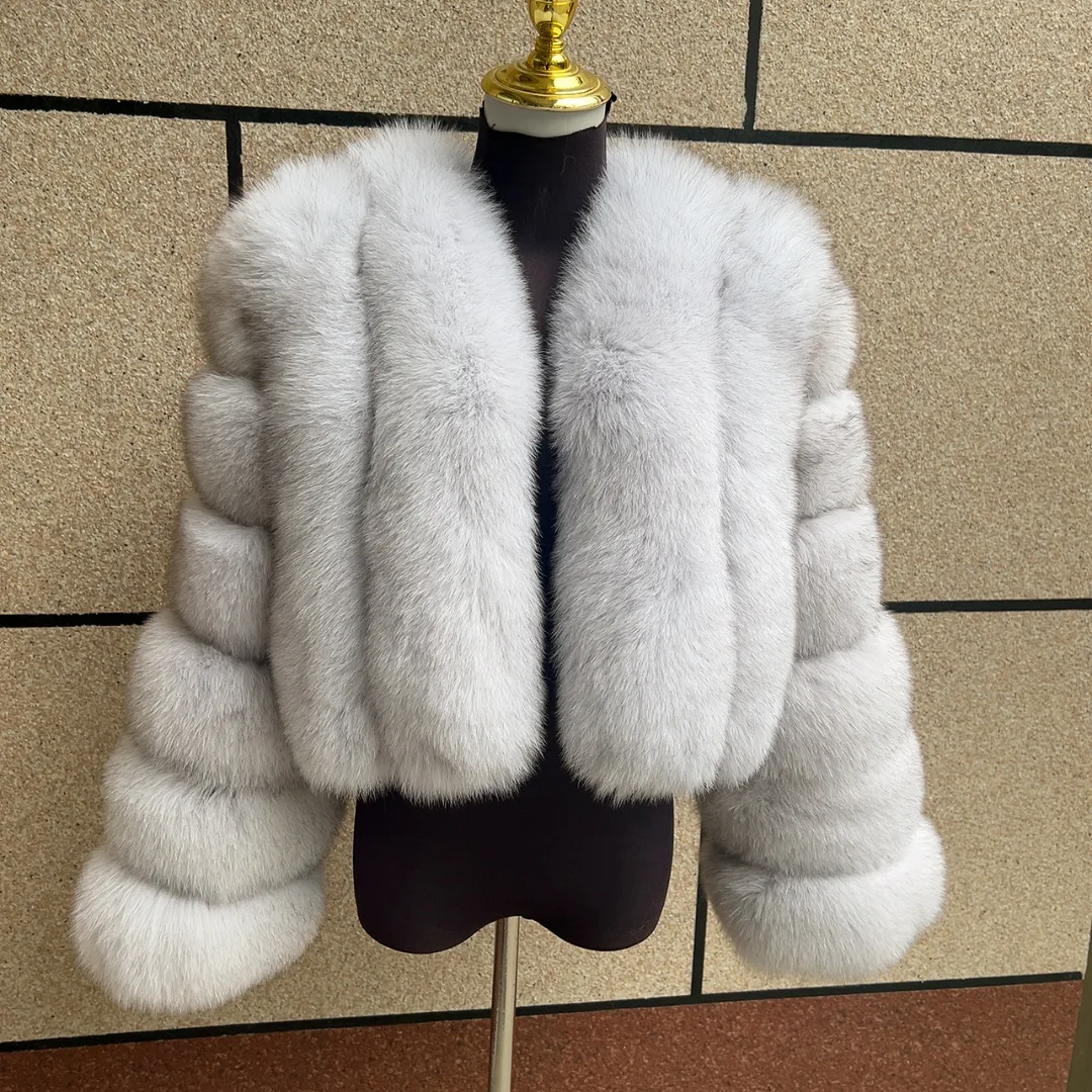 Женская шуба, вертикальная куртка из натуральной лисьей кожи - Фотография_6