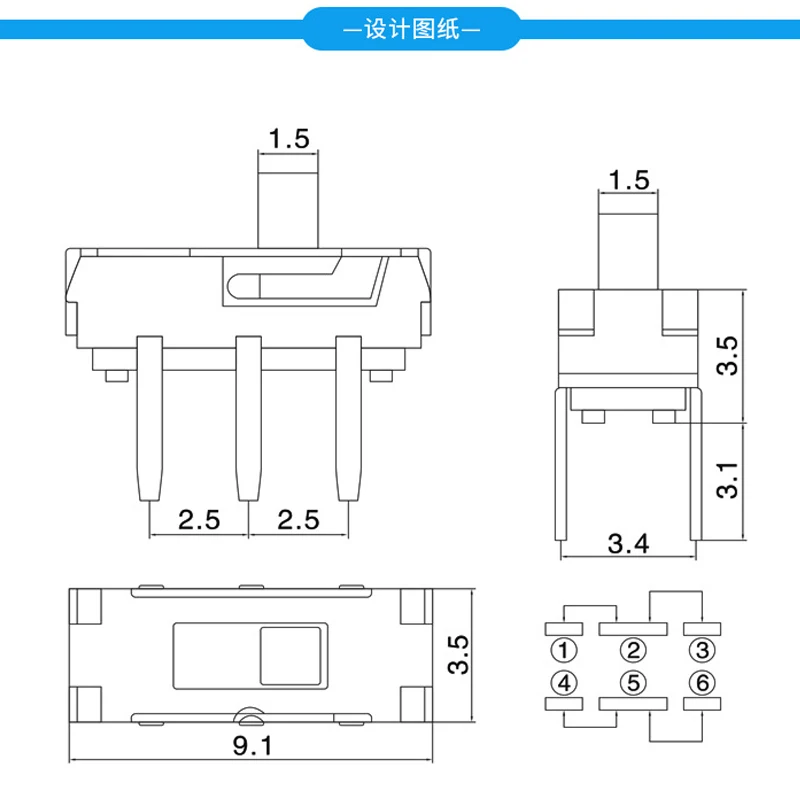 Миниатюрный слайд-переключатель smd smt mss22d18 - Фотография_6