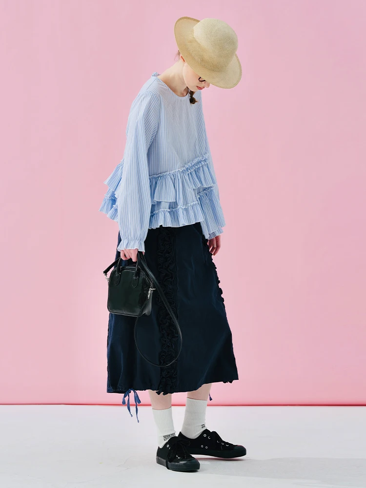 Стильная темно-синяя плиссированная - Фотография_4