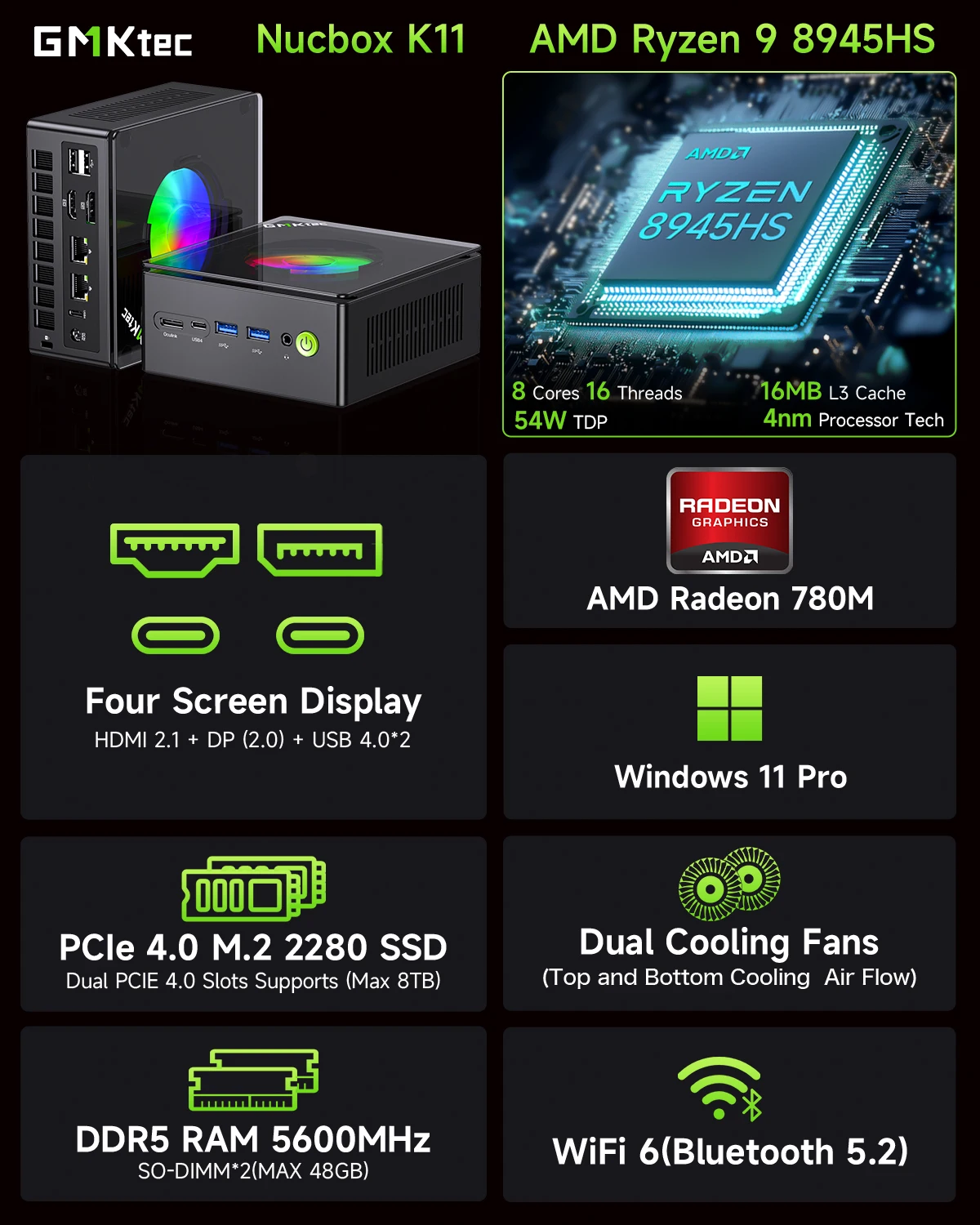 Gmktec mini pc k11 amd r9 8945hs - Фотография_6