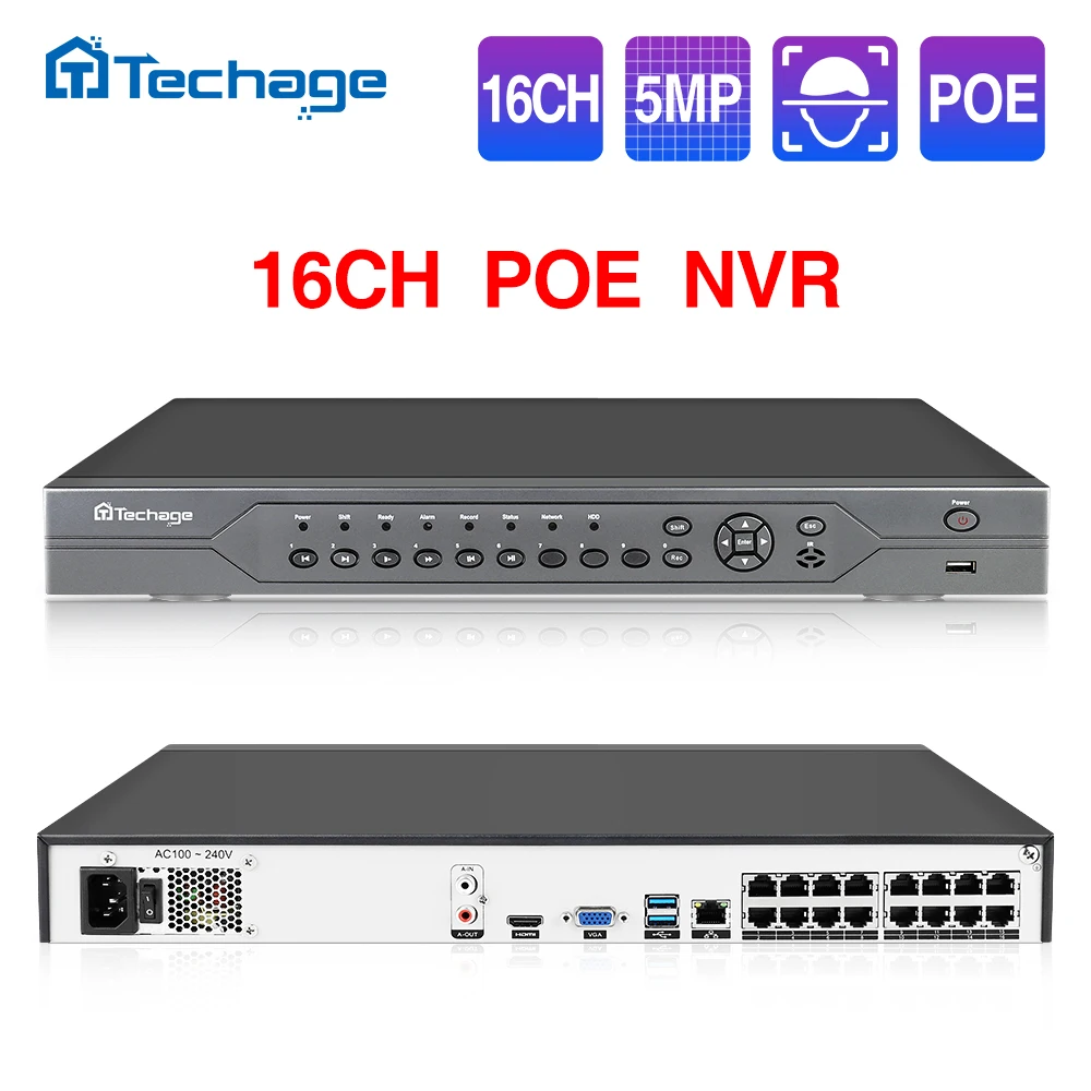 Techage h.265 16ch 4k 8mp 5mp 4mp