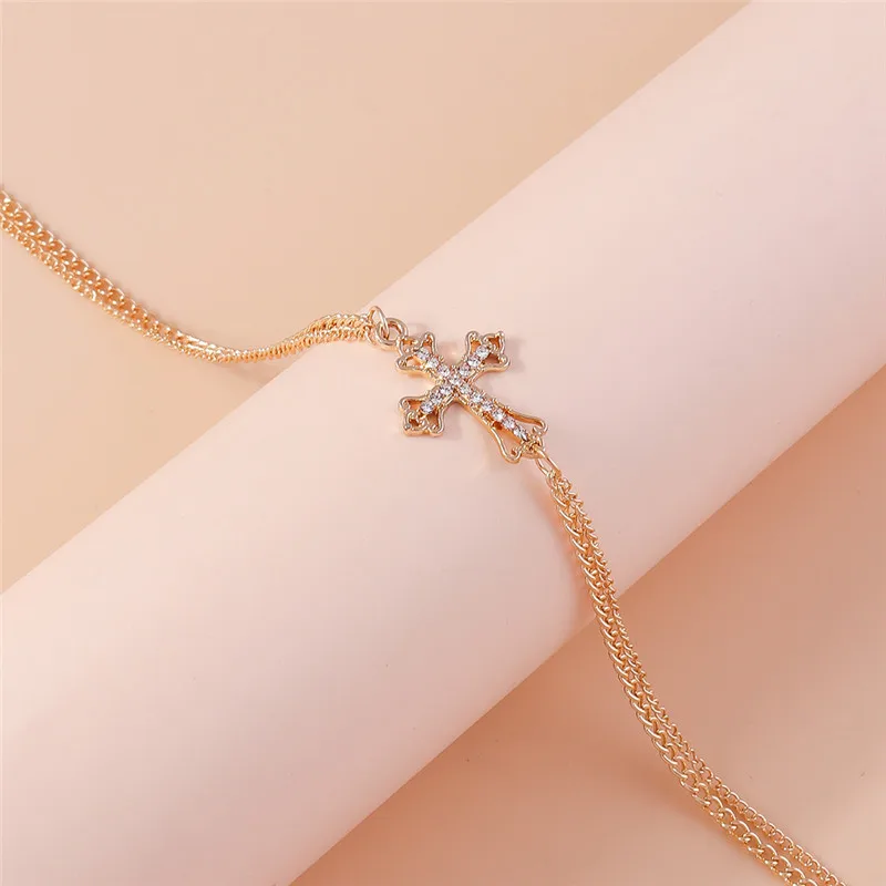 Богемная готическая цепочка с кристаллами и крестом на талии - Фотография_3