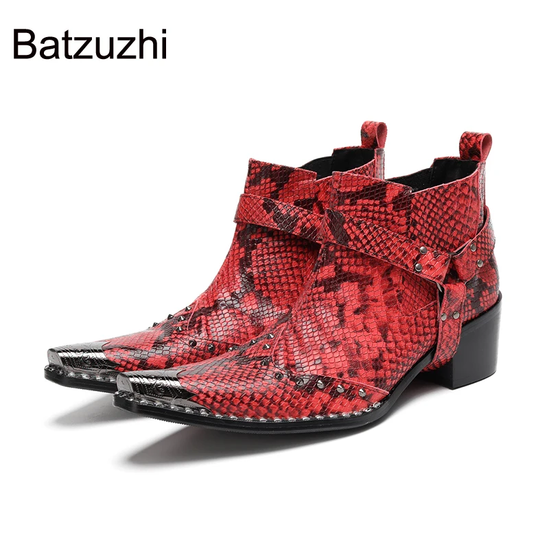 Batzuzhi ковбойские красные ботинки