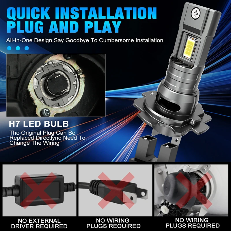 H7 светодиодная фара canbus 30000lm 7035 csp чипы 1 - Фотография_5