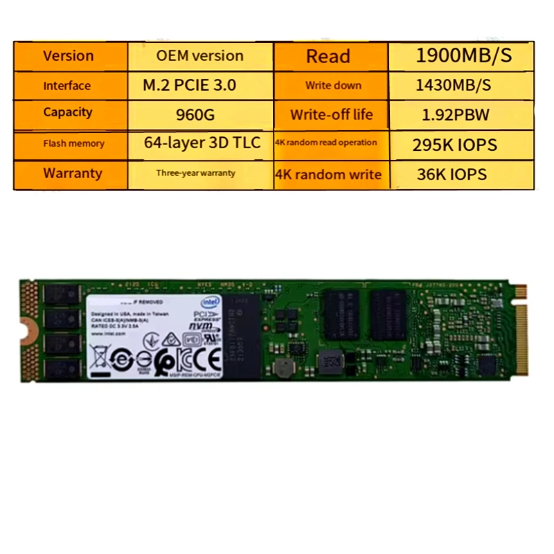 Оригинальный твердотельный накопитель intel p4511 960g nvme 22110 m - Фотография_3