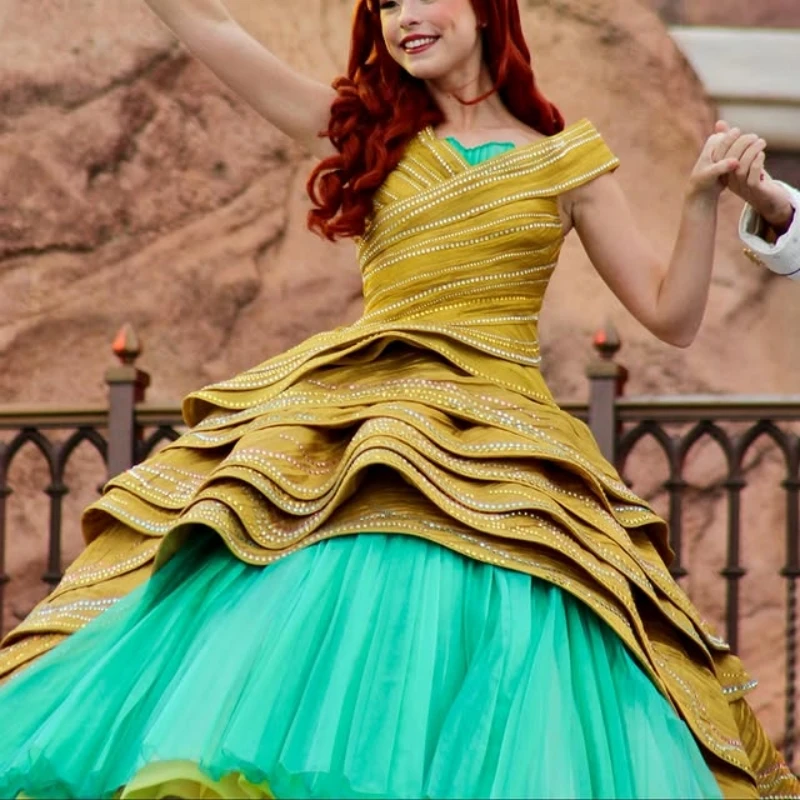 Блестящие желтые платья quinceanera - Фотография_2