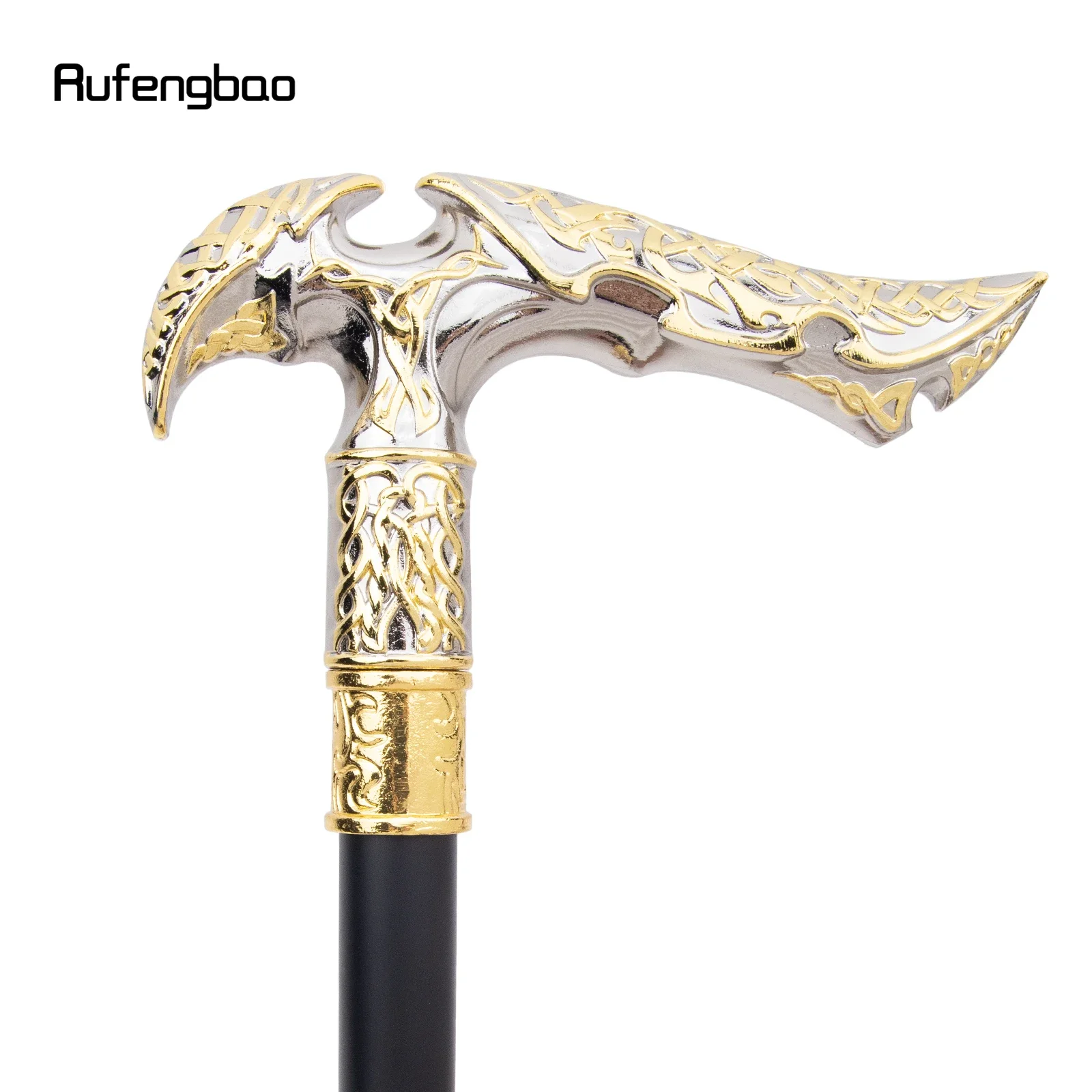 Золотисто-белая роскошная изогнутая цветочная трость со скрытой пластиной - Фотография_4