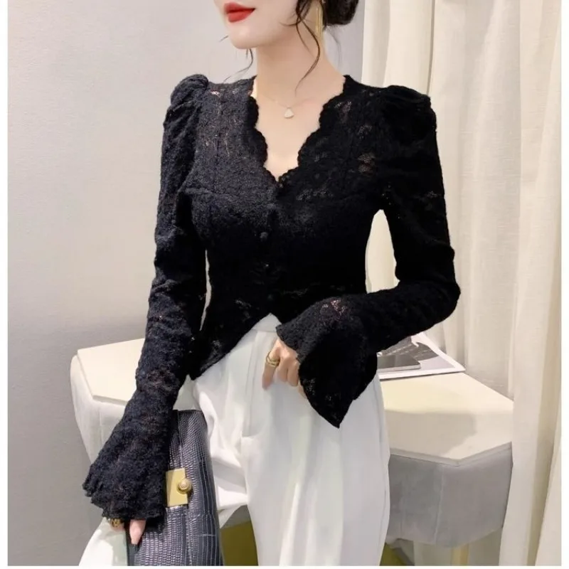 Весна-лето кружевная футболка тонкая - Фотография_4