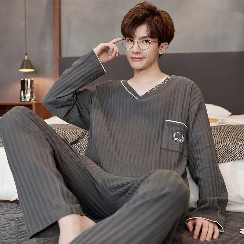 New pure cotton pajamas men's