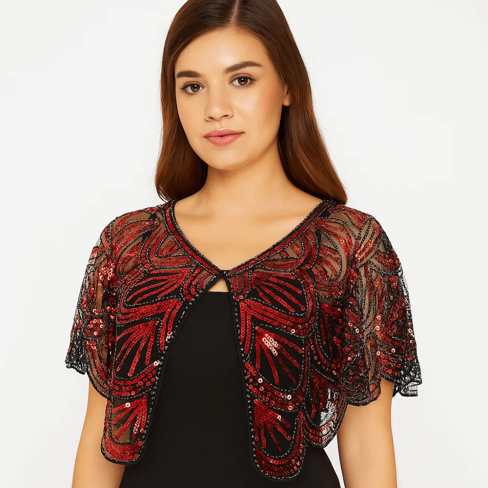 Элегантное пончо с рюшами и блестками - Фотография_2