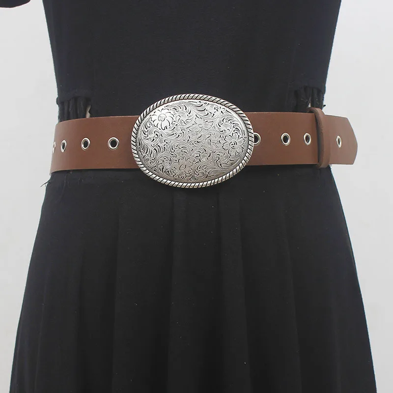 Женский модный винтажный корсет из натуральной кожи с пряжкой - Фотография_2