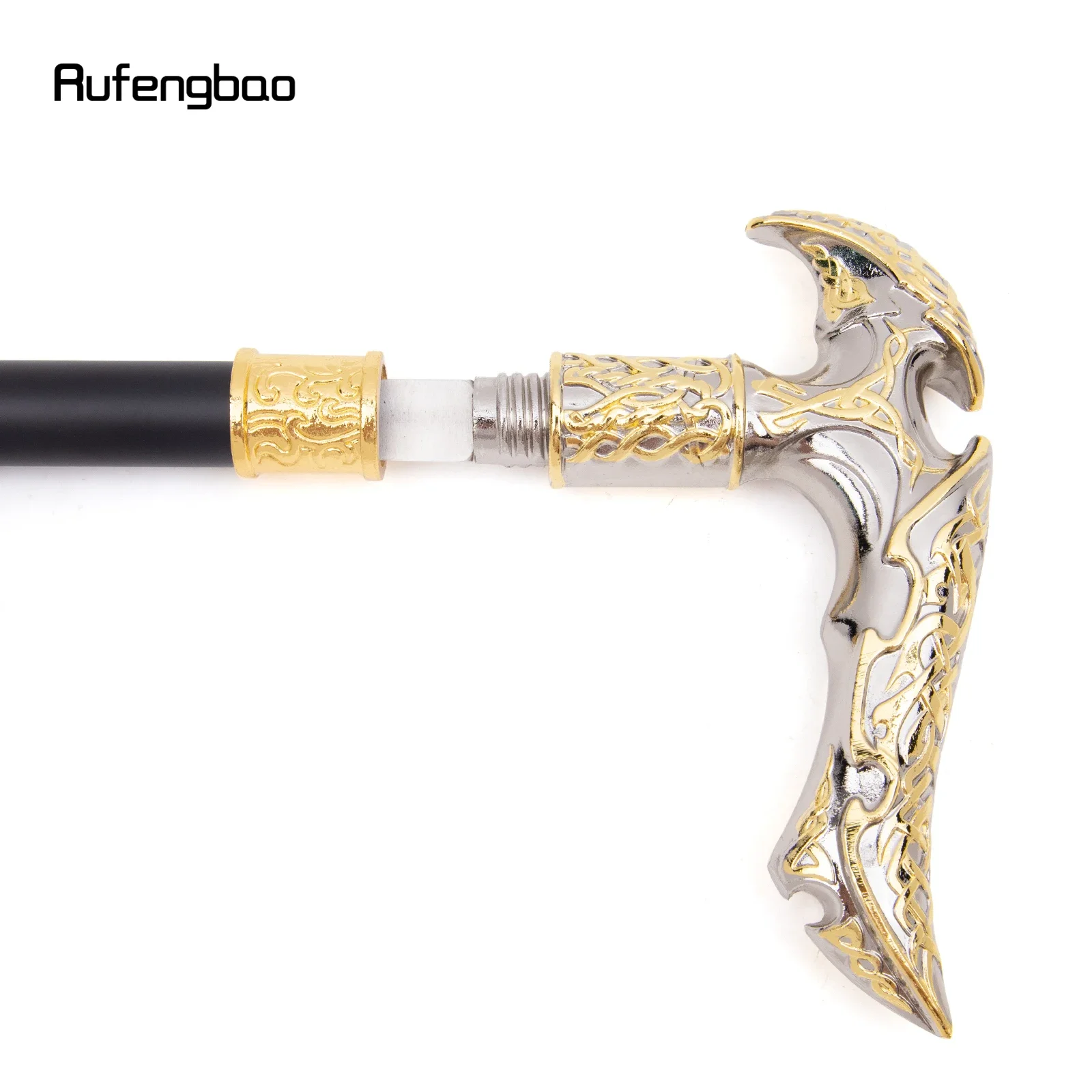 Золотисто-белая роскошная изогнутая цветочная трость со скрытой пластиной - Фотография_2