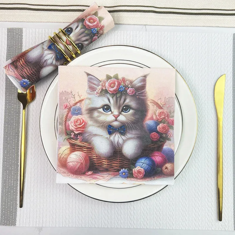 Салфетки с милым котом и принтом - Фотография_2