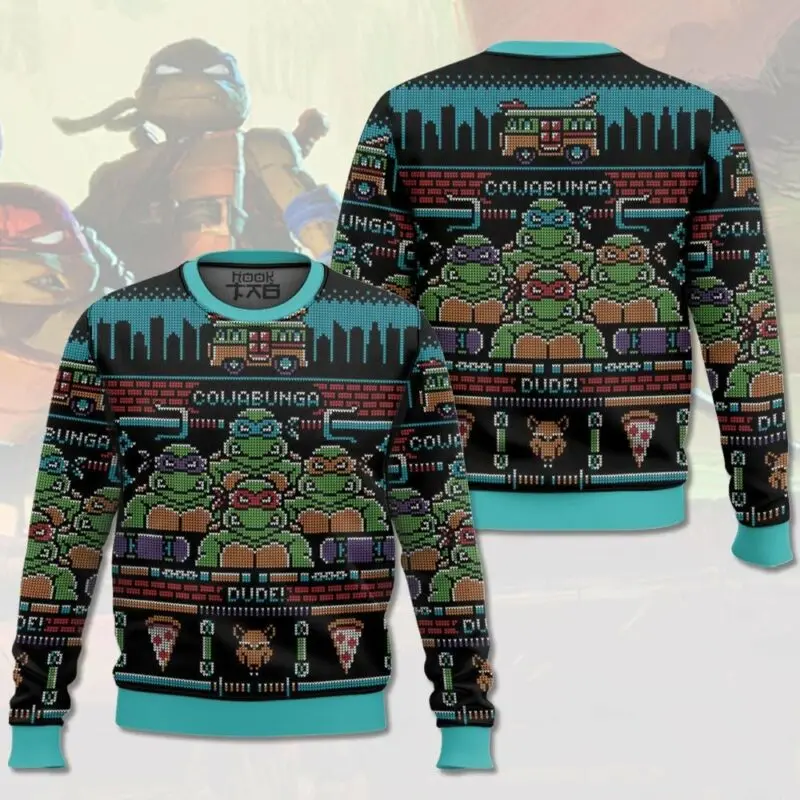 Tmnt l d r m ugly christmas sweater - Фотография_4