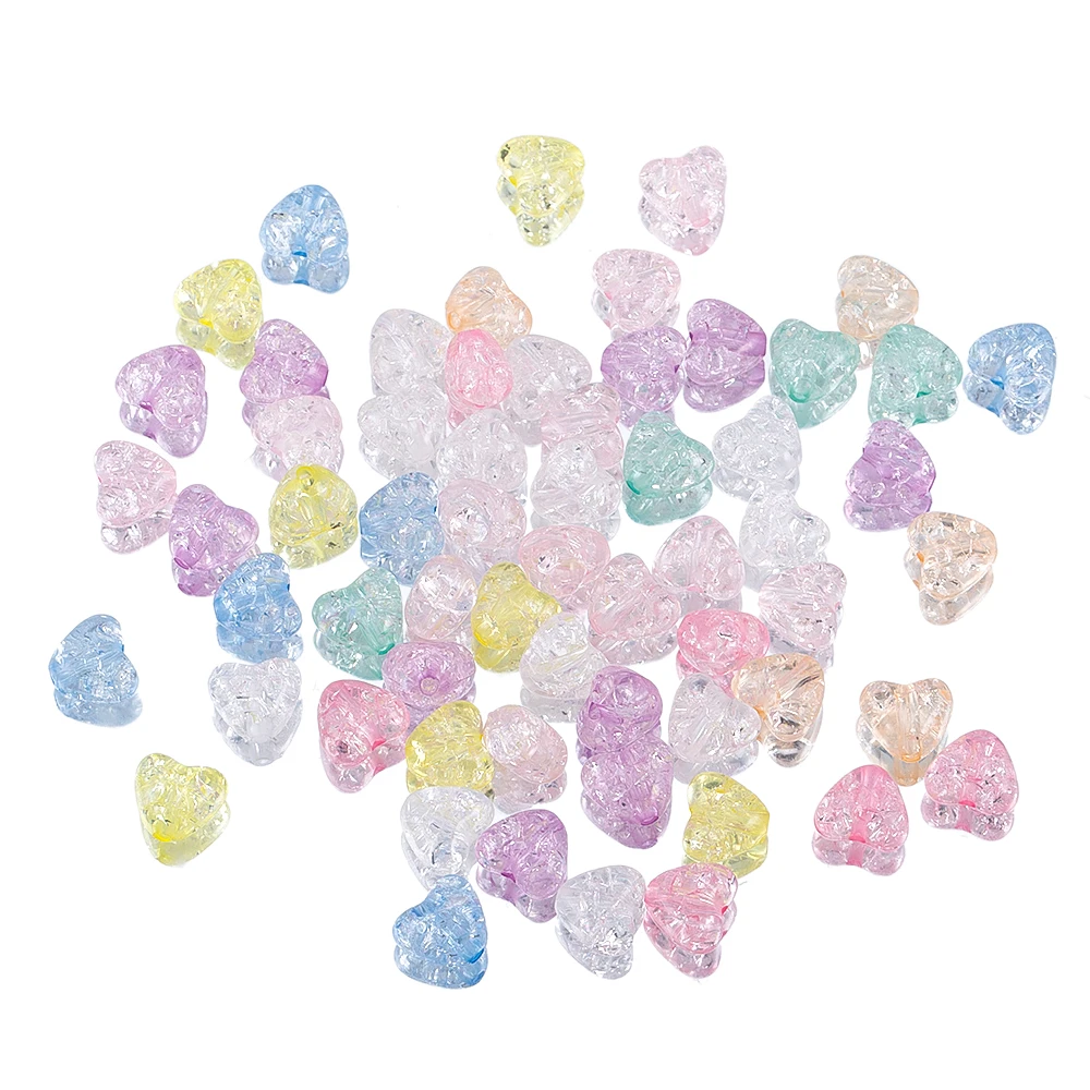 Яркие цветные прозрачные акриловые бусины в форме сердца для diy браслета - Фотография_5