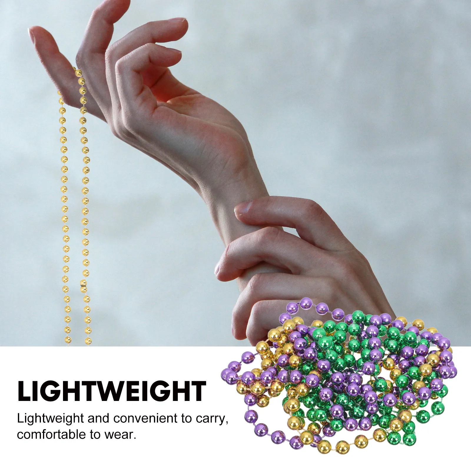 Ожерелье из бусин трехцветные зеленые - Фотография_6