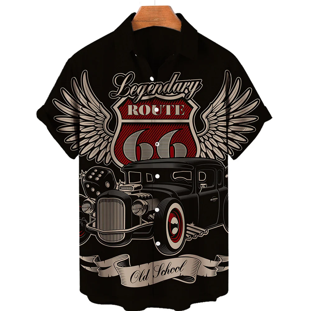 Гавайская новая мужская рубашка route 66