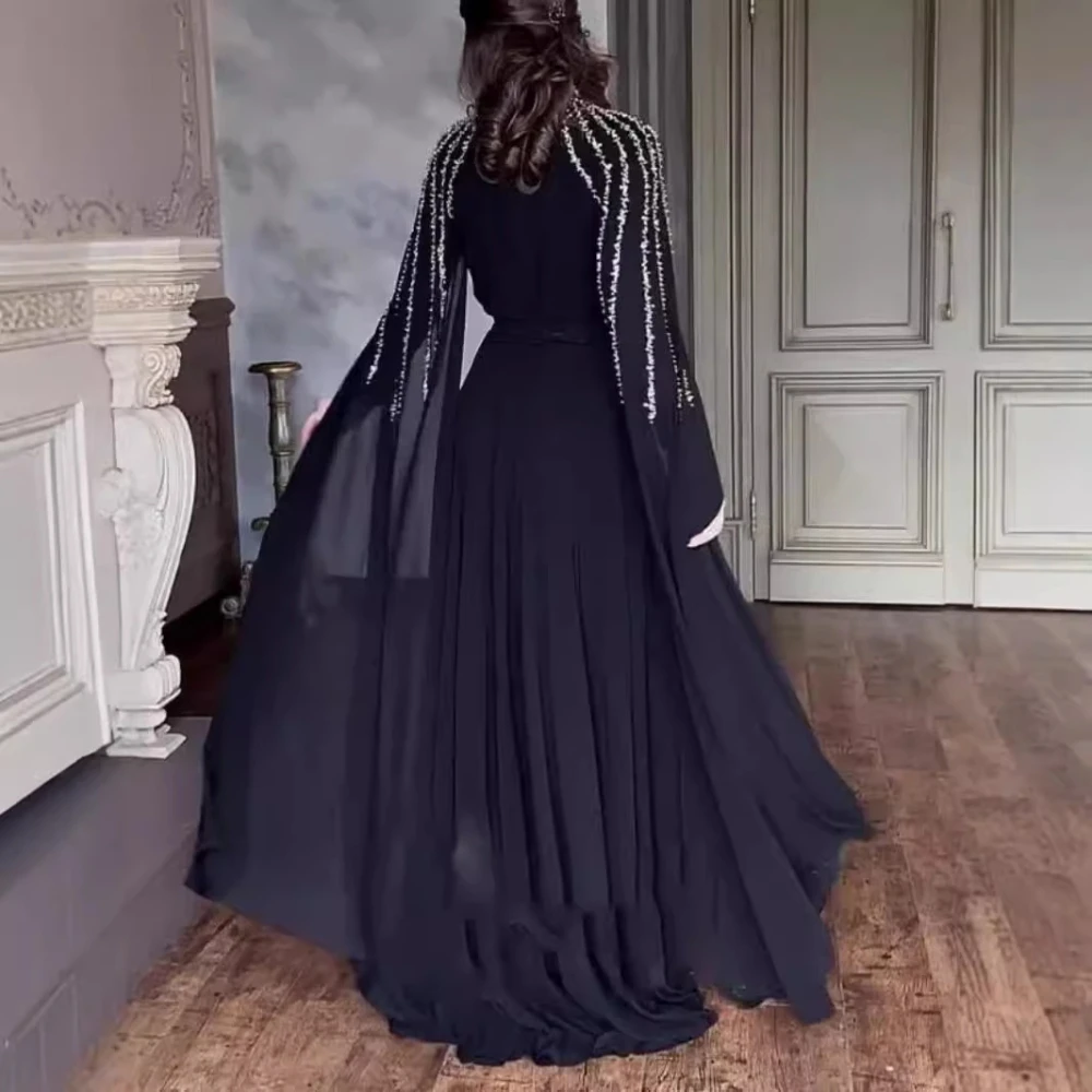 Скромное арабское вечернее платье в дубае с длинными рукавами - Фотография_2