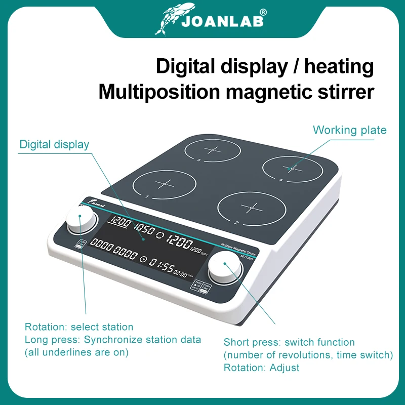 Многопозиционная магнитная мешалка joanlab с подогревом - Фотография_4