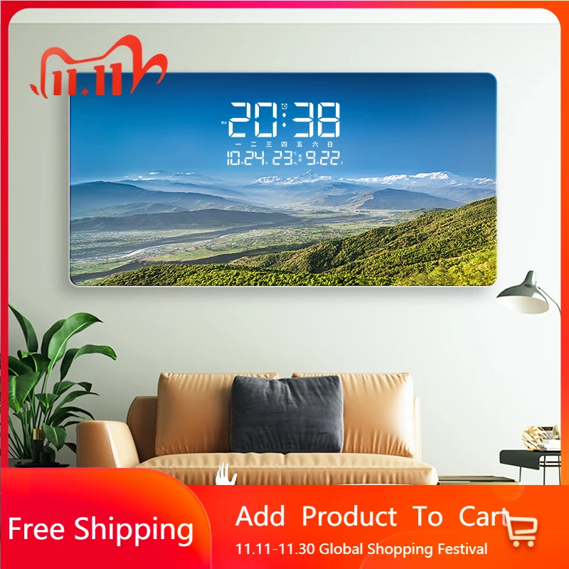 Цифровые настенные часы для гостиной