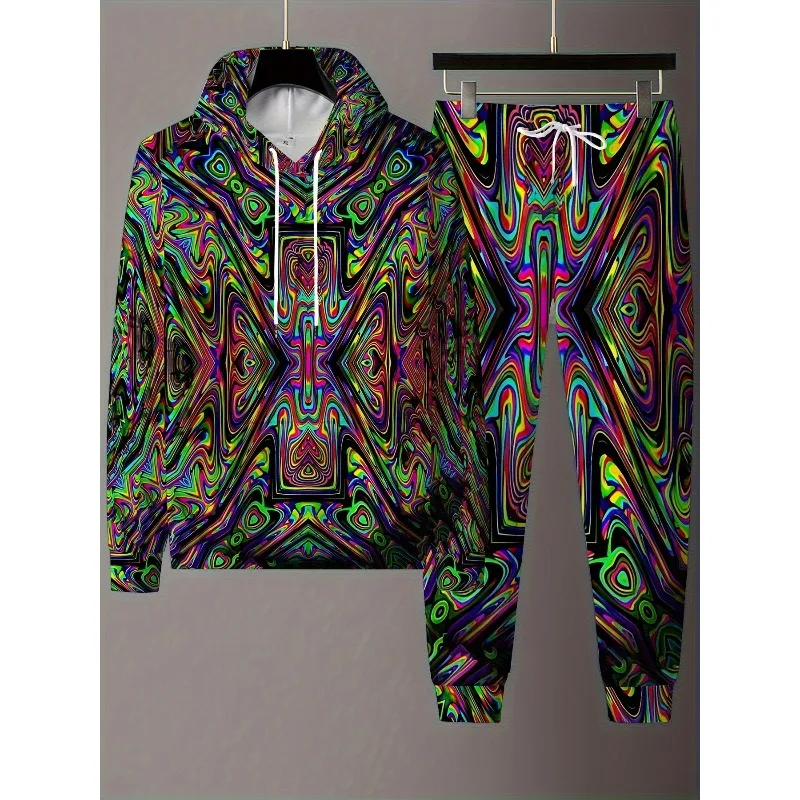 Мужская свободная толстовка с капюшоном с цифровым принтом - Фотография_2